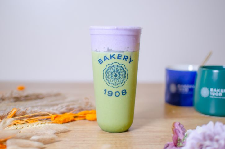 Matcha Latte w_ lavender cheese foam